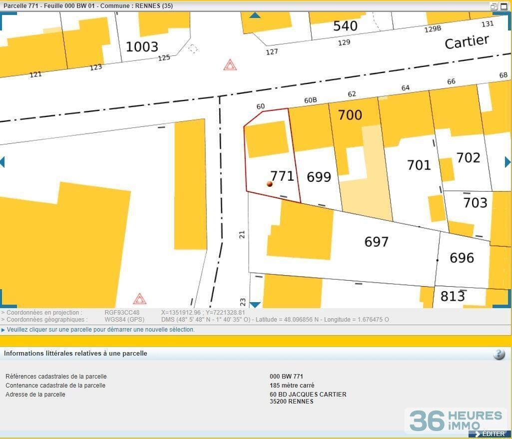 Maison ou terrain rennes  sacre coeurs - metro jacques cartier