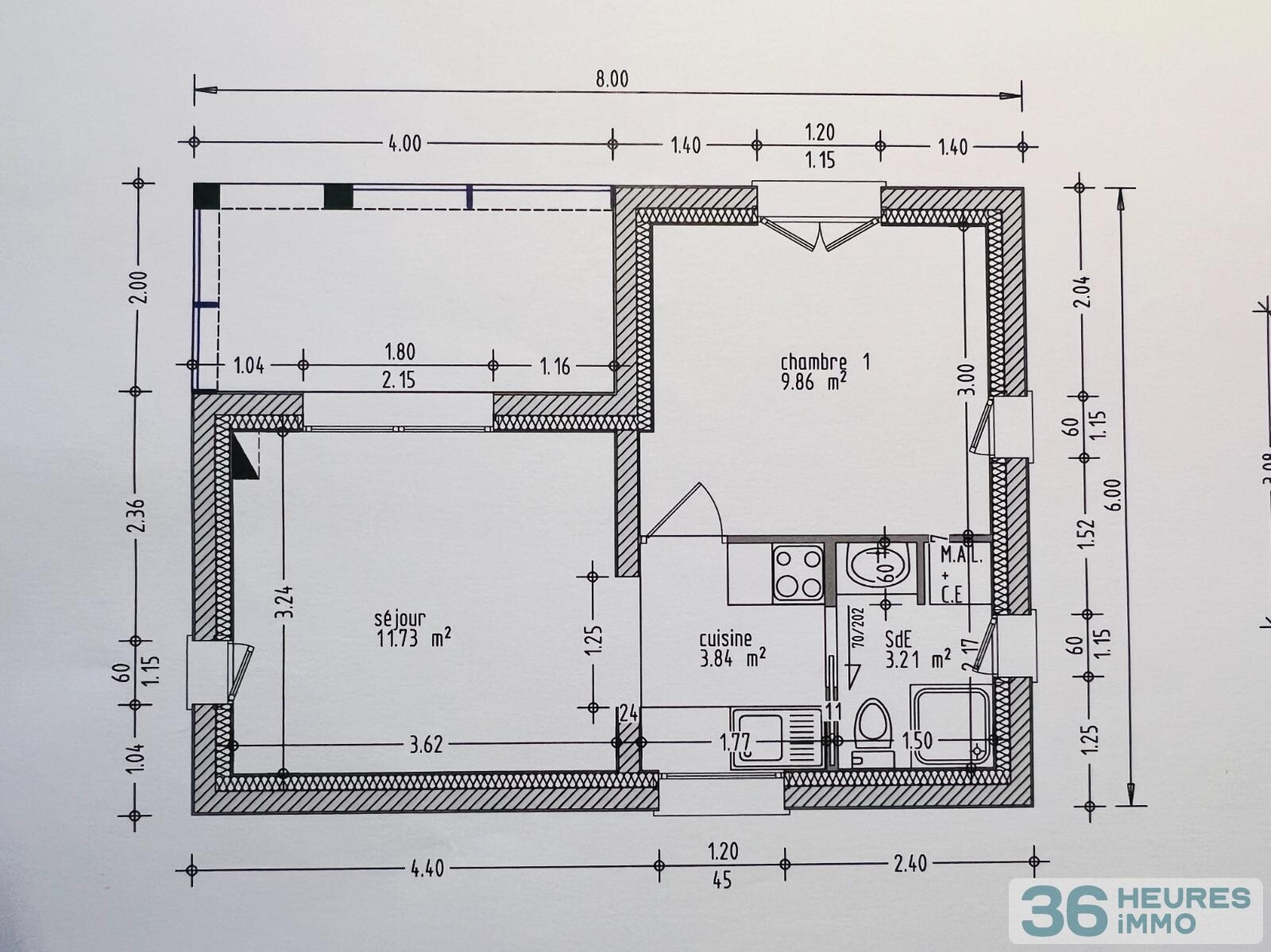 Logement type 2 sur jardin arboré