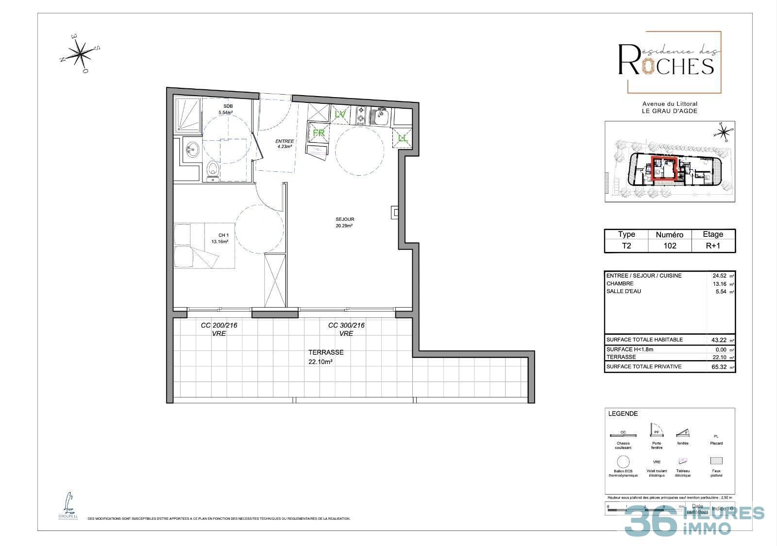 Appartement neuf avec terrasse de 22m2 à 50m de la plage