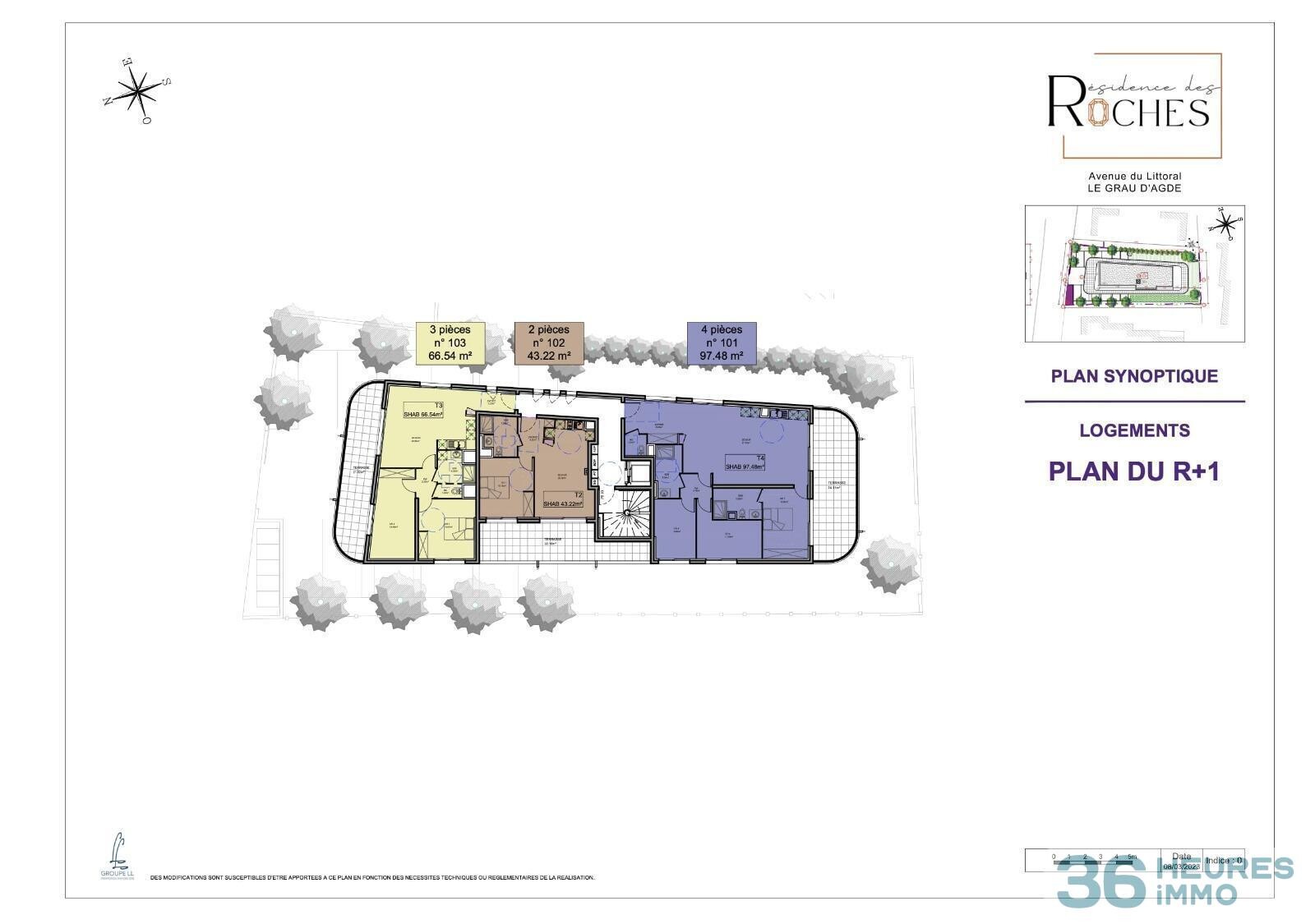 Appartement t4 neuf avec terrasse de 24m2 à 50m de la plage