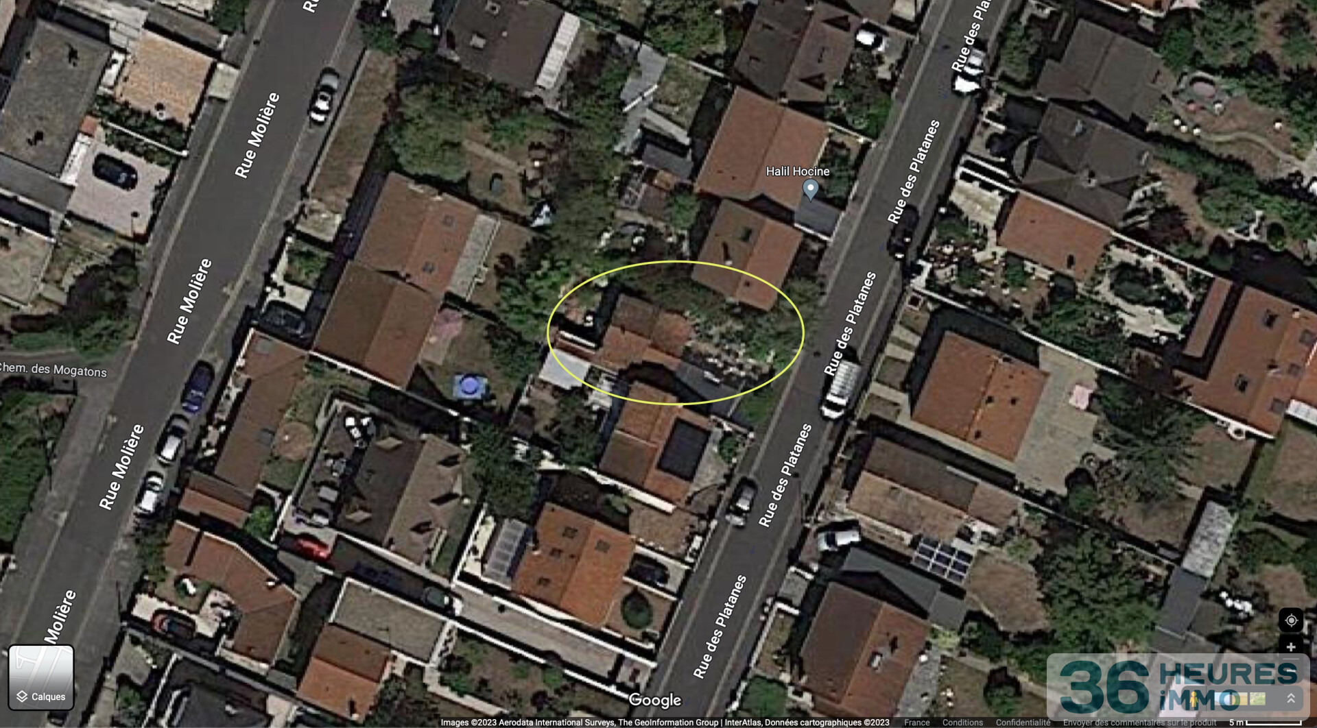 Sur 206 m2 de terrain maison + garage