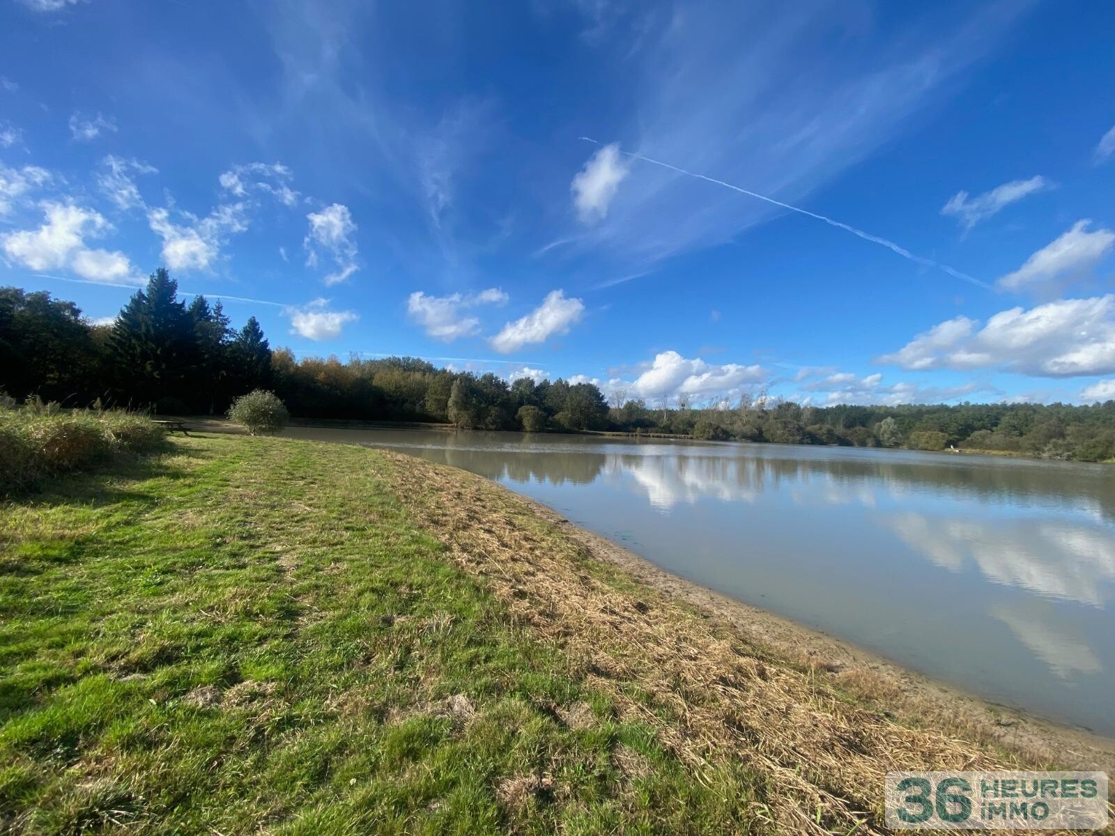 Terrain de loisir avec étang