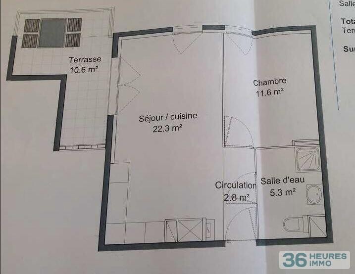 T2 loué avec terrasse et parking