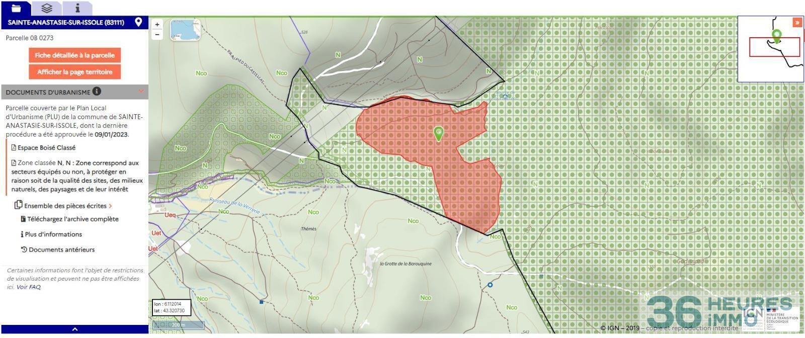 Terrain de nature de bois de 192.030m² à SAINTE ANASTASIE SUR ISSOLE