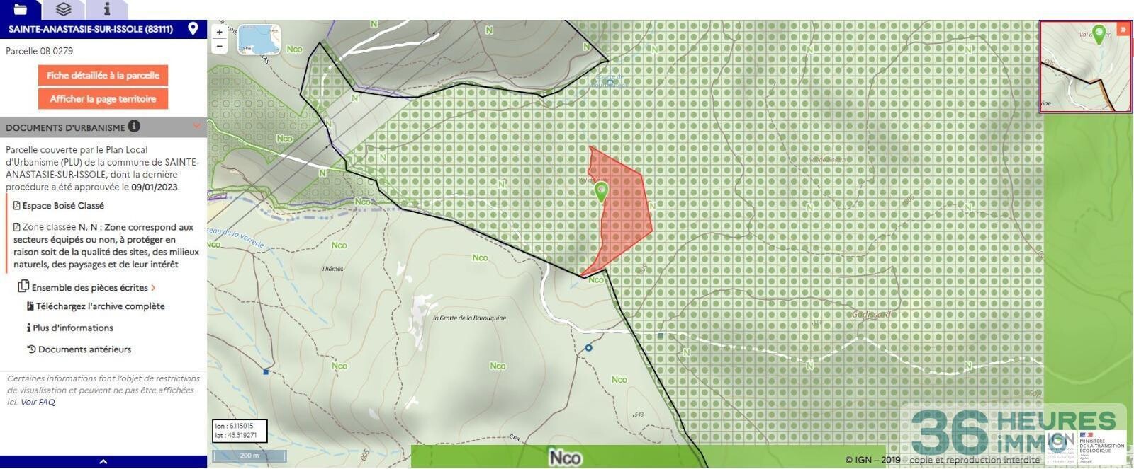 Terrain de nature de bois de 192.030m² à SAINTE ANASTASIE SUR ISSOLE