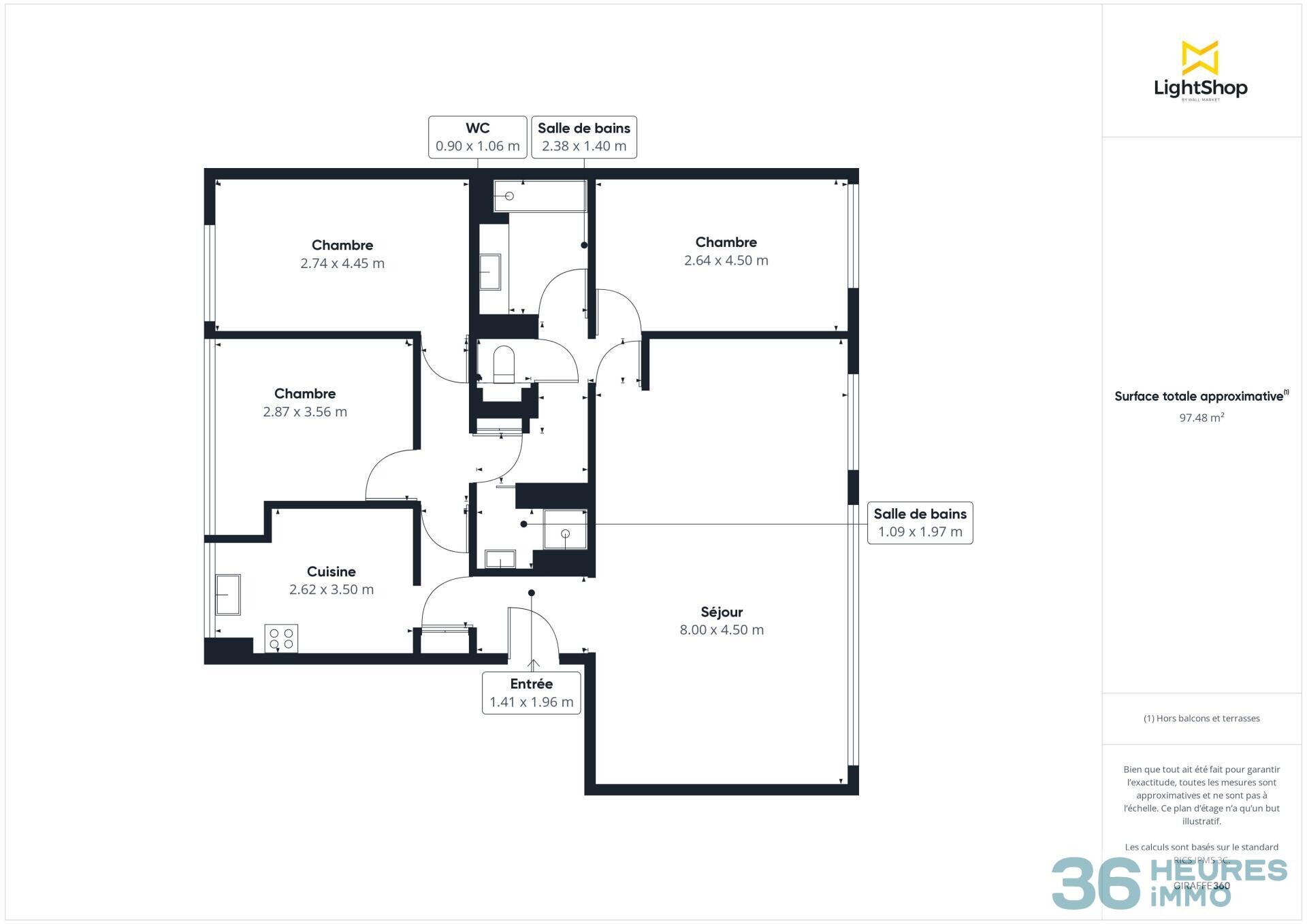 Appartement 3-4 chambres 98m²