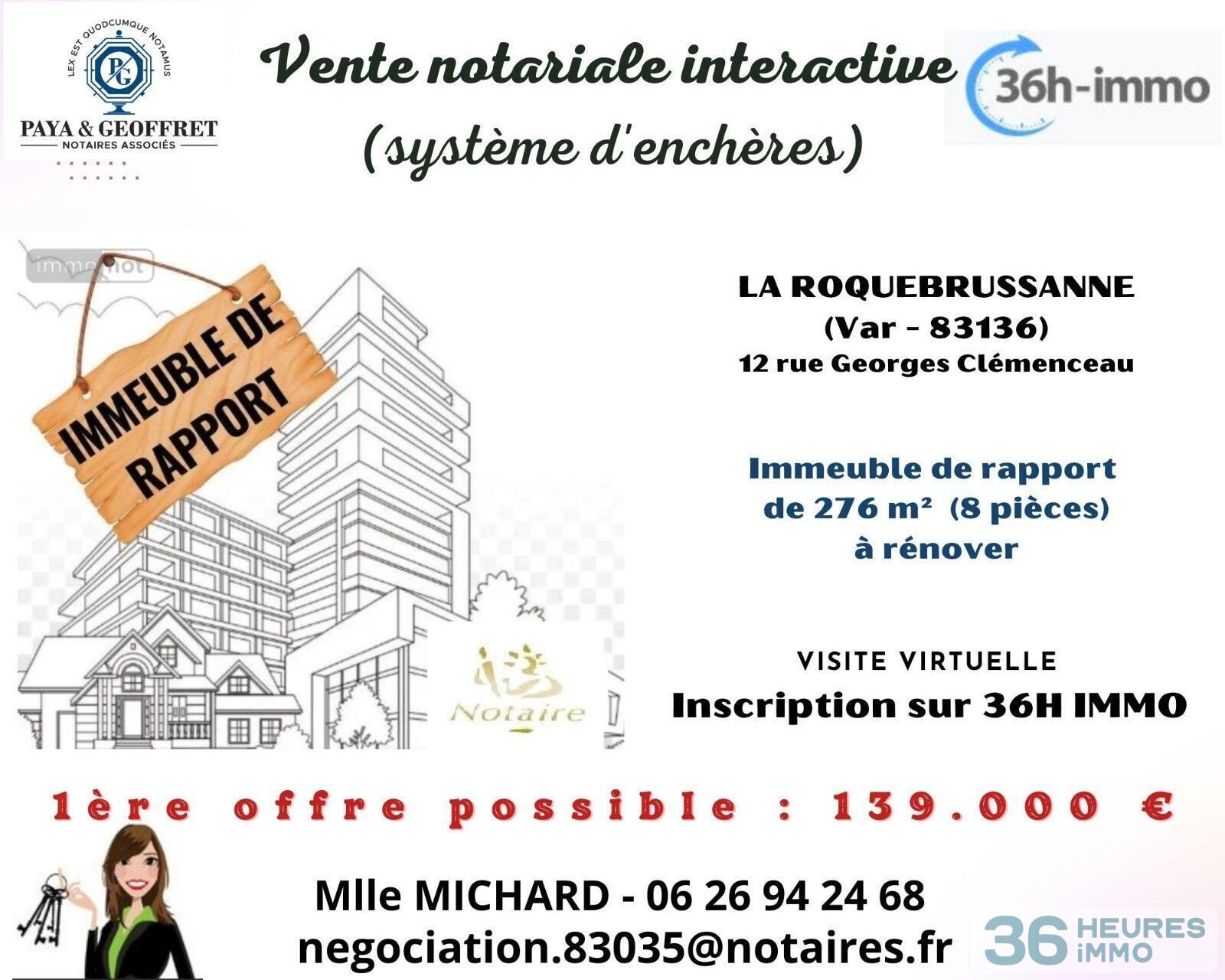 Immeuble de rapport à rénover de 276 m² à LA ROQUEBRUSSANNE