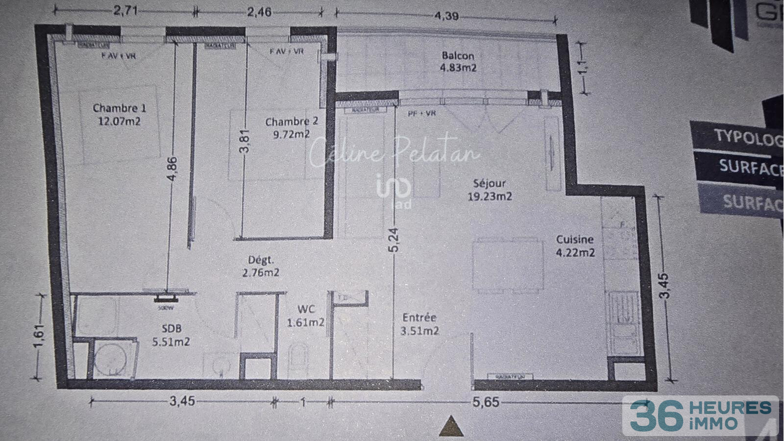 Appartement moderne de 2023 d'environ 59 m² - 3 pièces avec balcon