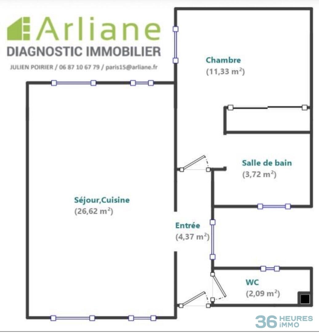 F2 de 48 m2 Au calme sur cour