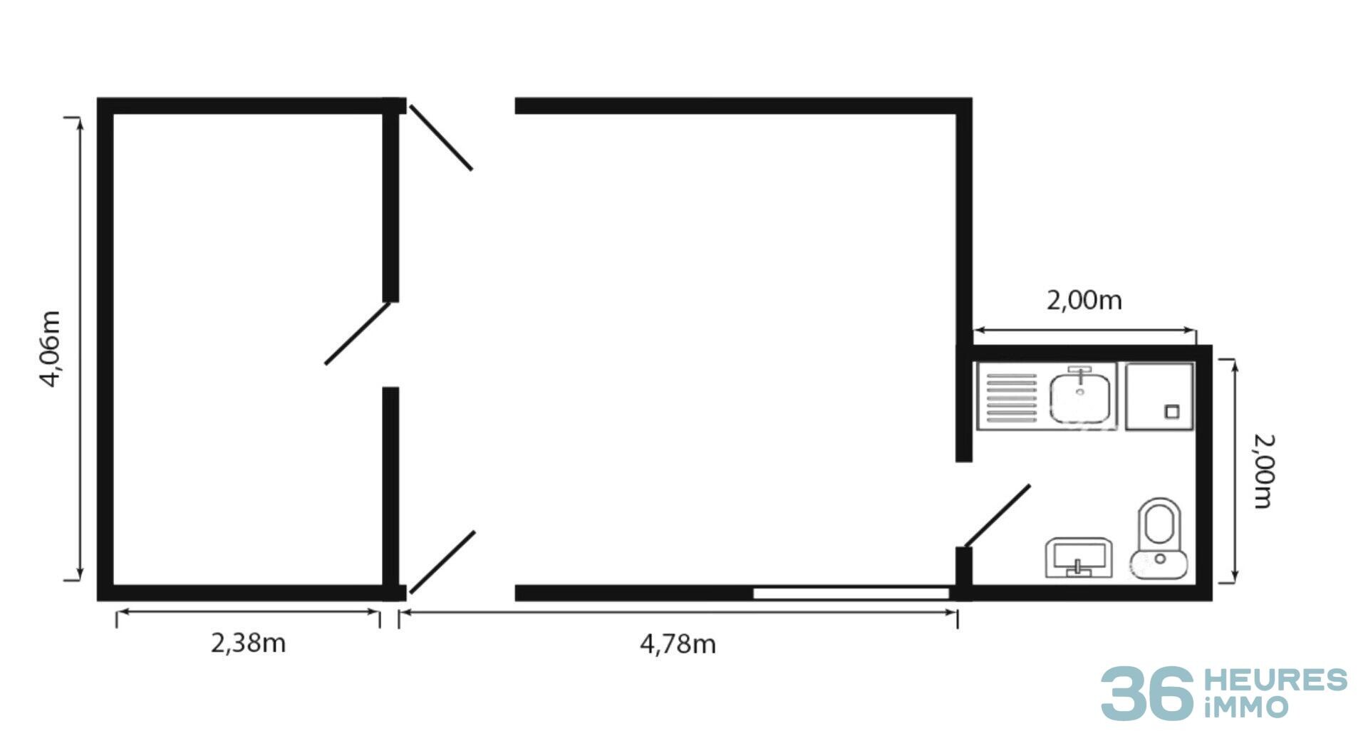 Appartement 1 pièce de 33m2 en souplex