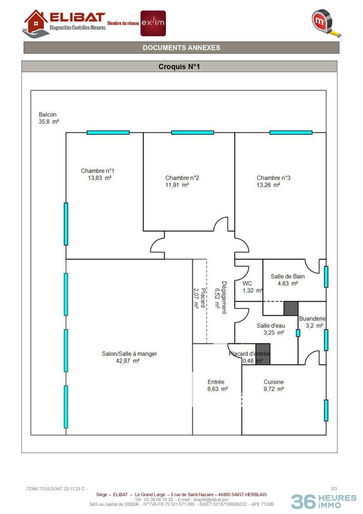 Appartement T5 de 122 M2 en vente interactive Nantes dernier étage